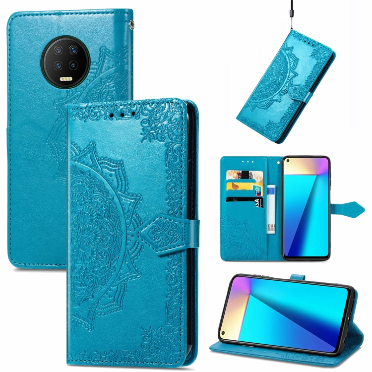 

For Infinix Note 7 Mandala Embossing Pattern Horizontal Flip Leather Case with Holder & Card Slots & Wallet & Lanyard(Blue)