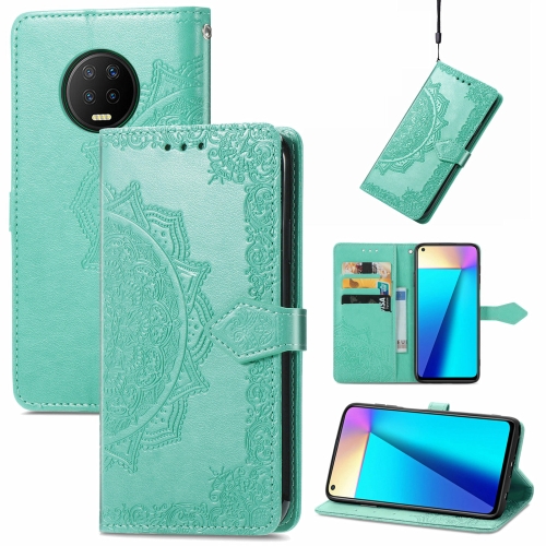 

For Infinix Note 7 Mandala Embossing Pattern Horizontal Flip Leather Case with Holder & Card Slots & Wallet & Lanyard(Green)