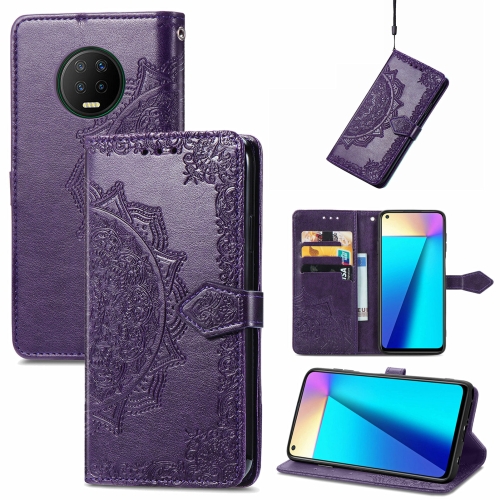 

For Infinix Note 7 Mandala Embossing Pattern Horizontal Flip Leather Case with Holder & Card Slots & Wallet & Lanyard(Purple)