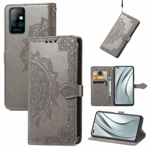 

For Infinix Note 8 Mandala Embossing Pattern Horizontal Flip Leather Case with Holder & Card Slots & Wallet & Lanyard(Grey)