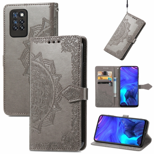 

For Infinix Note 10 Pro Mandala Embossing Pattern Horizontal Flip Leather Case with Holder & Card Slots & Wallet & Lanyard(Grey)