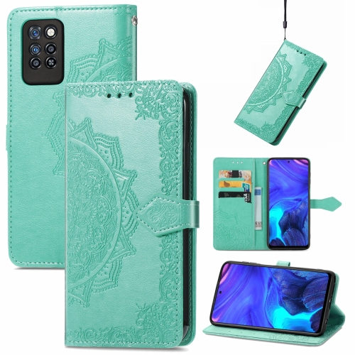 

For Infinix Note 10 Pro Mandala Embossing Pattern Horizontal Flip Leather Case with Holder & Card Slots & Wallet & Lanyard(Green)