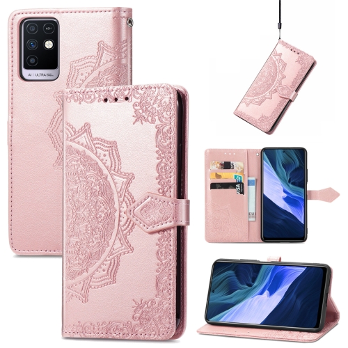 

For Infinix Note 10 Mandala Embossing Pattern Horizontal Flip Leather Case with Holder & Card Slots & Wallet & Lanyard(Rose Gold)