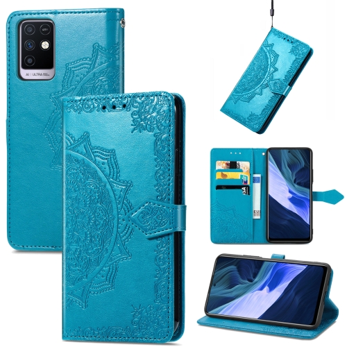 

For Infinix Note 10 Mandala Embossing Pattern Horizontal Flip Leather Case with Holder & Card Slots & Wallet & Lanyard(Blue)