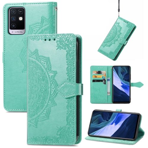 

For Infinix Note 10 Mandala Embossing Pattern Horizontal Flip Leather Case with Holder & Card Slots & Wallet & Lanyard(Green)