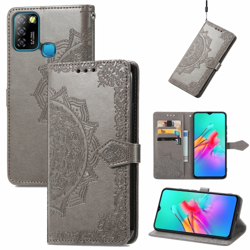 

For Infinix Smart 5 Mandala Embossing Pattern Horizontal Flip Leather Case with Holder & Card Slots & Wallet & Lanyard(Grey)