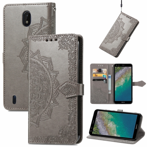 

For Nokia C01 Plus Mandala Embossing Pattern Horizontal Flip Leather Case with Holder & Card Slots & Wallet & Lanyard(Grey)