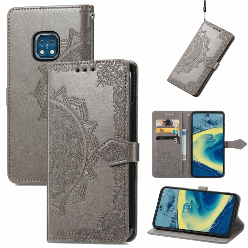 

For Nokia XR 20 Mandala Embossing Pattern Horizontal Flip Leather Case with Holder & Card Slots & Wallet & Lanyard(Grey)