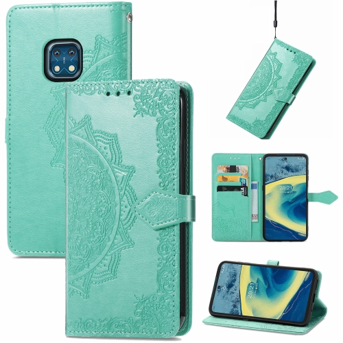 

For Nokia XR 20 Mandala Embossing Pattern Horizontal Flip Leather Case with Holder & Card Slots & Wallet & Lanyard(Green)