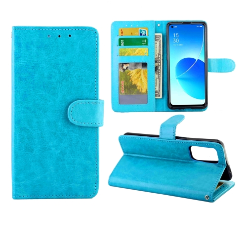 

For OPPO Reno6 4G Crazy Horse Texture Leather Horizontal Flip Protective Case with Holder & Card Slots & Wallet & Photo Frame(baby Blue)