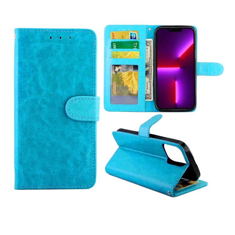 

Crazy Horse Texture Leather Horizontal Flip Protective Case with Holder & Card Slots & Wallet & Photo Frame For iPhone 13 Pro Max (Baby Blue)