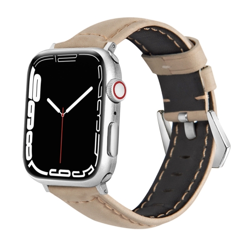 

Leather Replacement Strap Watchband For Apple Watch Series 7 41mm / 6&SE&5&4 40mm / 3&2&1 38mm(Light Brown)