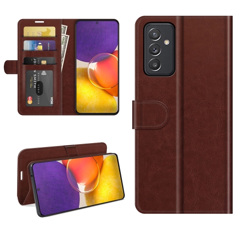 

For Samsung Galaxy Quantum2 / A82 5G R64 Texture Single Horizontal Flip Protective Case with Holder & Card Slots & Wallet& Photo Frame(Brown)