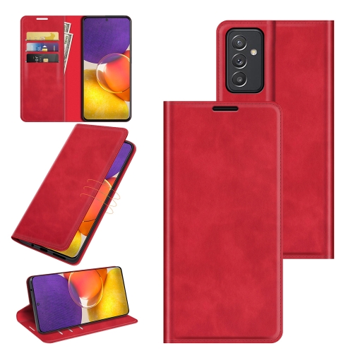 

For Samsung Galaxy Quantum2 / A82 5G Retro-skin Business Magnetic Suction Leather Case with Holder & Card Slots & Wallet(Red)