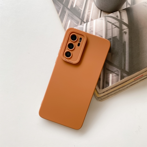 

For Huawei Nova 7 Pro 5G Straight-Edge Solid Color Liquid Silicone Shockproof Full Coverage Protective Case(Brown)