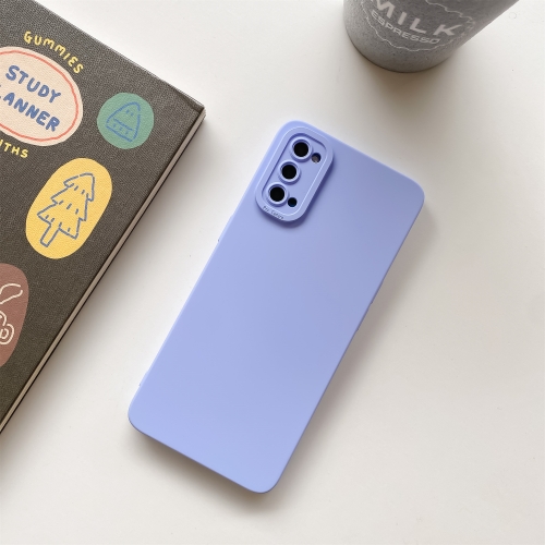 

For OPPO Reno6 Pro 5G Straight-Edge Solid Color Liquid Silicone Shockproof Full Coverage Protective Case(Purple)