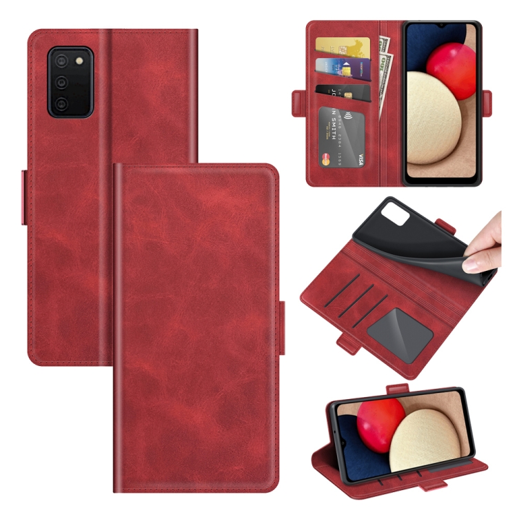 

For Samsung Galaxy A03s 164mm EU Version Dual-side Magnetic Buckle Horizontal Flip Leather Case with Holder & Card Slots & Wallet(Red)