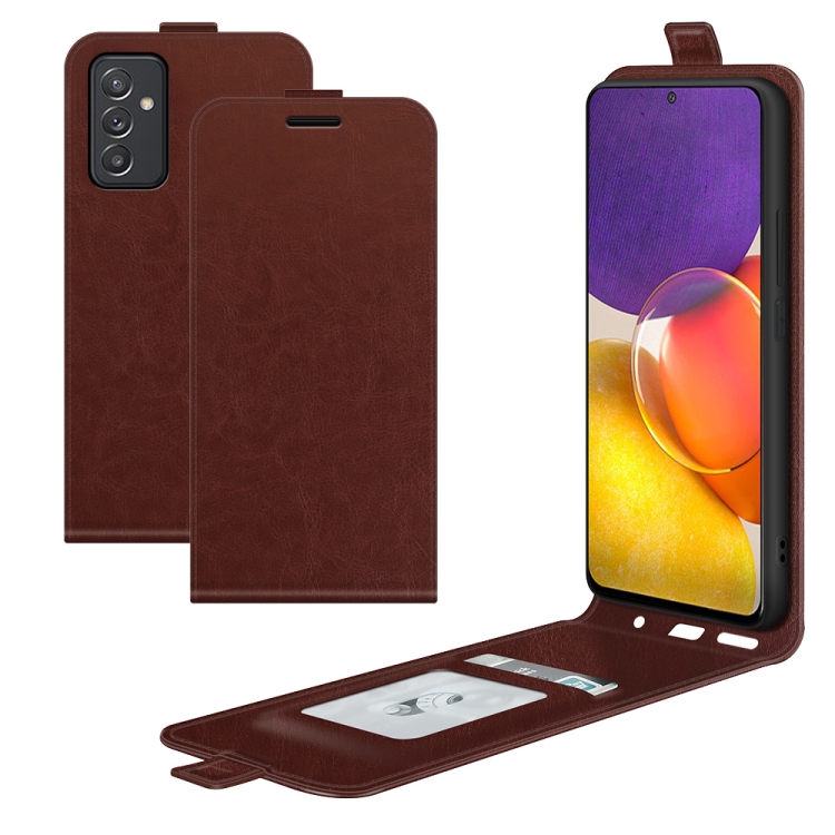 

For Samsung Galaxy Quantum 2 / A82 R64 Texture Single Vertical Flip Leather Protective Case with Card Slots & Photo Frame(Brown)