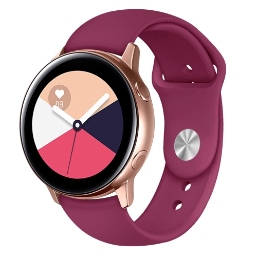 

Monochrome Silicone Strap for Apply Samsung Galaxy Watch Active 20mm(Wine Red)