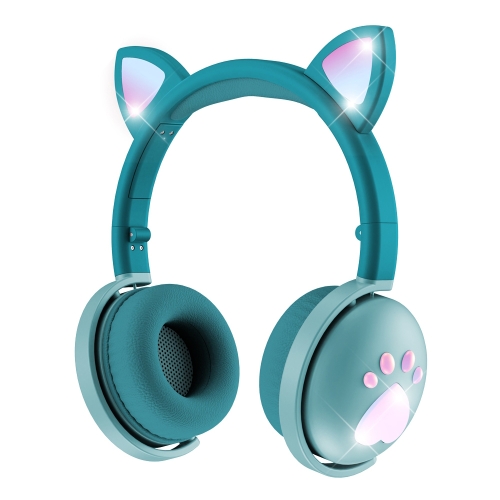 

BK9 HiFi 7.1 Surrond Sound Cat Claw Luminous Cat Ear Bluetooth Gaming Headset with Mic(Green)