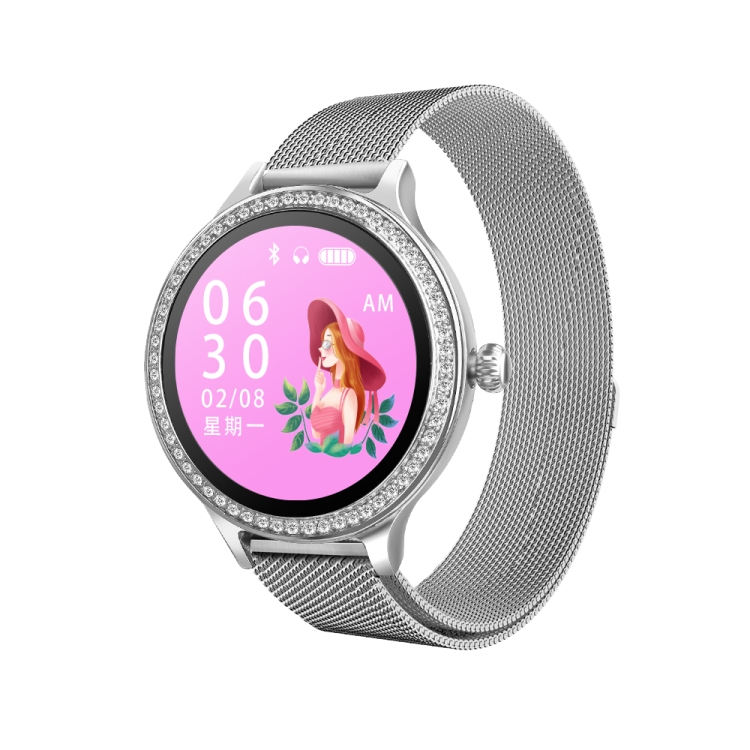 

M8 1.04 inch IPS Color Screen Women Smartwatch IP68 Waterproof,Metal Watchband,Support Call Reminder /Heart Rate Monitoring/Blood Pressure Monitoring/Sleep Monitoring/Excessive Sitting Reminder/Menstrual Reminder(Silver)