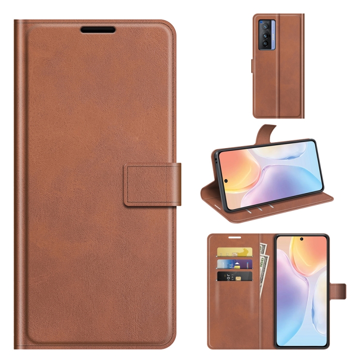 

For vivo X70 Retro Calf Pattern Buckle Horizontal Flip Leather Case with Holder & Card Slots & Wallet(Light Brown)