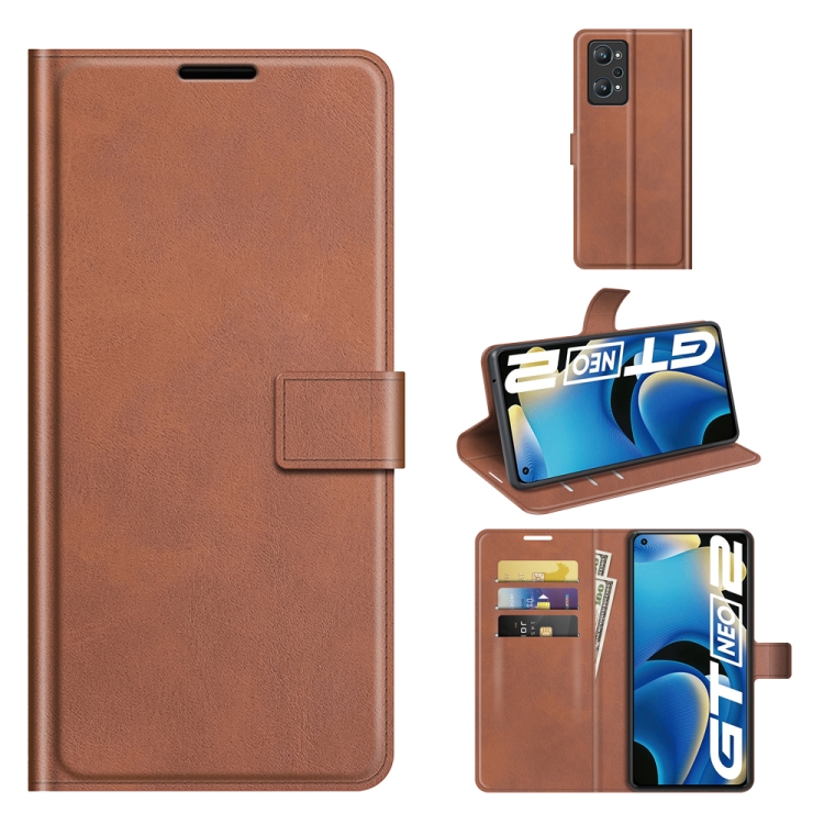 

For OPPO Realme GT Neo 2 Retro Calf Pattern Buckle Horizontal Flip Leather Case with Holder & Card Slots & Wallet(Light Brown)