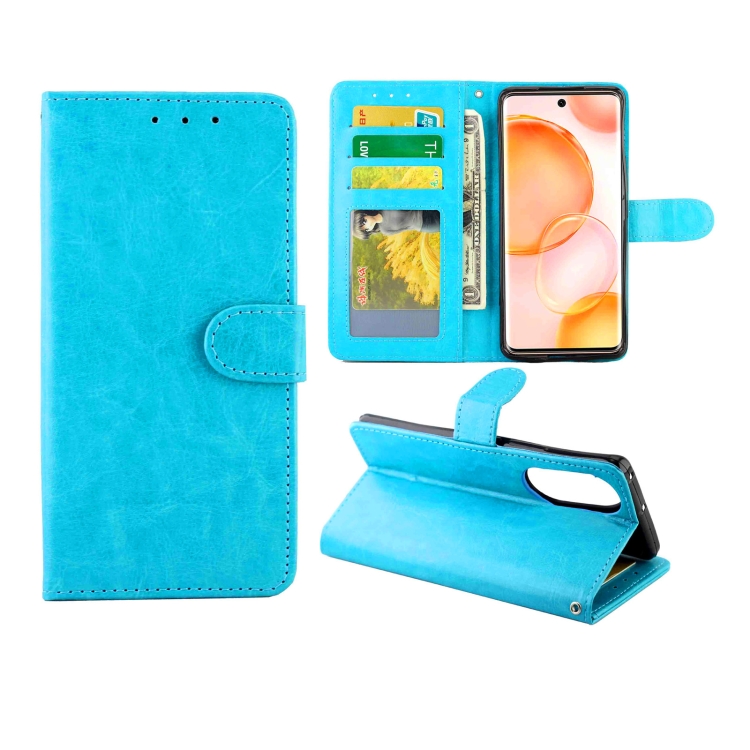 

For Honor 50 Crazy Horse Texture Leather Horizontal Flip Protective Case with Holder & Card Slots & Wallet & Photo Frame(Baby Blue)