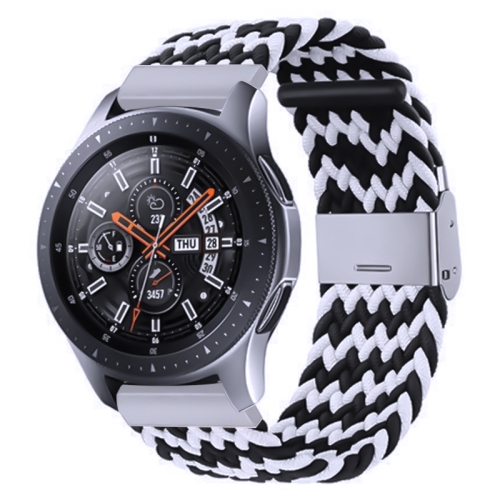 

Nylon Braided Metal Buckle Strap for Galaxy Watch 4 20mm(W Black White)