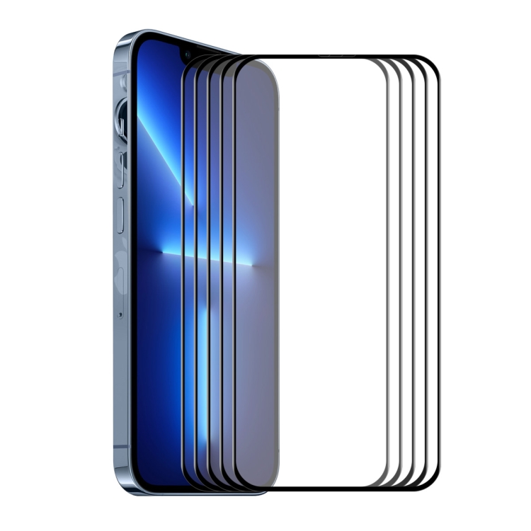 

5 PCS ENKAY Hat-Prince Full Glue Tempered Glass 6D Full Coverage Anti-scratch Protector for iPhone 13 Pro Max