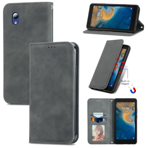 

For ZTE Blade A31 Lite Retro Skin Feel Business Magnetic Horizontal Flip Leather Case With Holder & Card Slots & Wallet & Photo Frame(Grey)