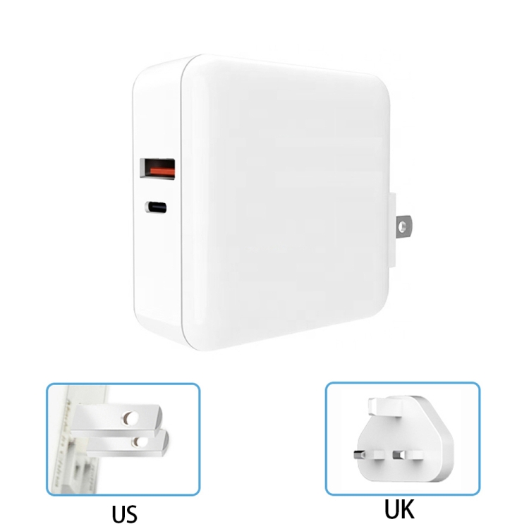 

A6 65W QC 3.0 USB + PD Type-C Dual Fast Charging Laptop Adapter for MacBook Series, US Plug + UK Plug