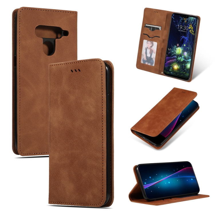 

Retro Skin Feel Business Magnetic Horizontal Flip Leather Case for LG V50 & LG V50 ThinQ(Brown)