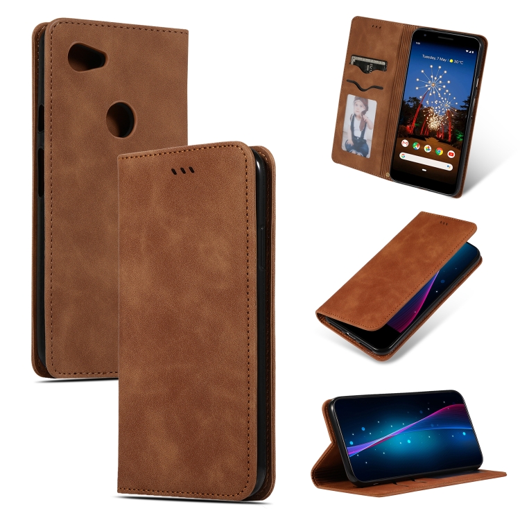

Retro Skin Feel Business Magnetic Horizontal Flip Leather Case for Google Pixel 3A XL(Brown)
