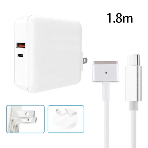 

A6 PD 65W USB-C / Type-C + QC3.0 USB Laptop Adapter + 1.8m USB-C / Type-C to MagSafe 2 / T Data Cable Set for MacBook Series, US Plug + AU Plug
