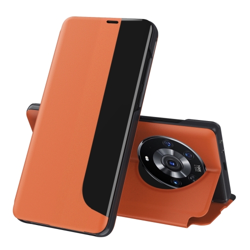 

For Honor Magic3 Side Display Magnetic Shockproof Horizontal Flip Leather Case with Holder & Sleep / Wake-up Function(Orange)