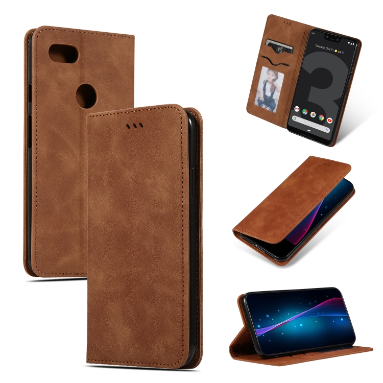

Retro Skin Feel Business Magnetic Horizontal Flip Leather Case for Google Pixel 3 XL(Brown)
