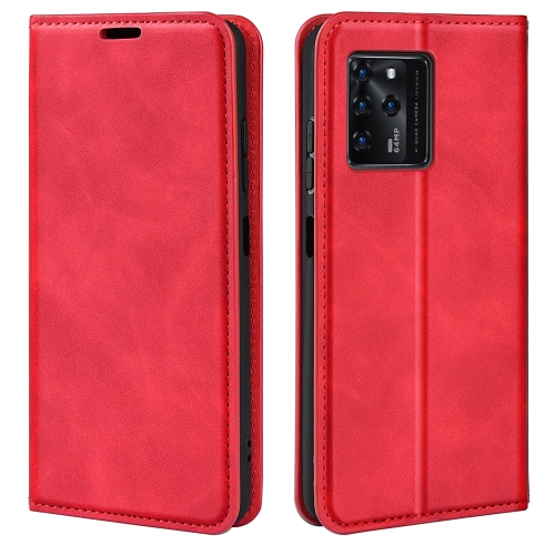 

For ZTE Blade V30 Retro-skin Business Magnetic Suction Phone Leather Case with Holder & Card Slots & Wallet(Red)