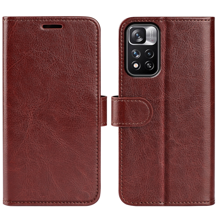 

For Xiaomi Redmi Note 11 Pro / Note 11 Pro+ R64 Texture Single Horizontal Flip Protective Case with Holder & Card Slots & Wallet & Photo Frame(Brown)