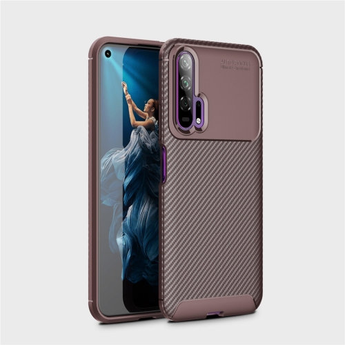 

Beetle Series Carbon Fiber Texture Shockproof TPU Case for Huawei Honor 20 Pro(Brown)