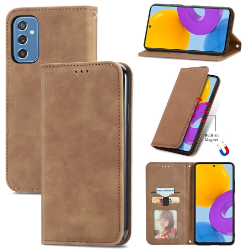 

For Samsung Galaxy M52 5G Retro Skin Feel Magnetic Horizontal Flip Leather Case with Holder & Card Slots & Wallet & Photo Frame(Brown)