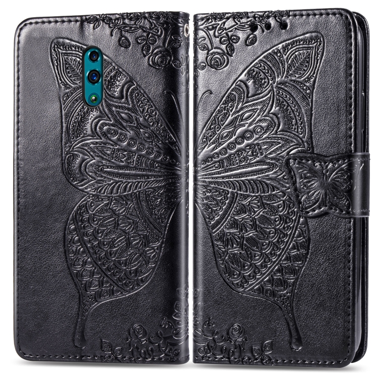 

Butterfly Love Flowers Embossing Horizontal Flip Leather Case for OPPO Reno, with Holder & Card Slots & Wallet & Lanyard(Black)