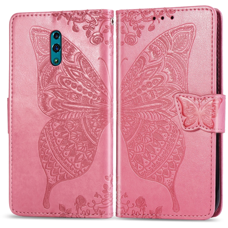 

Butterfly Love Flowers Embossing Horizontal Flip Leather Case for OPPO Reno, with Holder & Card Slots & Wallet & Lanyard(Pink)