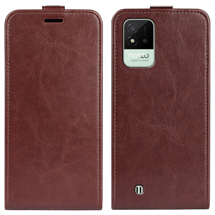 

For OPPO Realme Narzo 50i R64 Texture Vertical Flip Leather Case with Card Slots & Photo Frame(Brown)