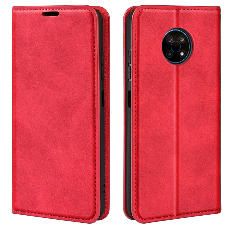 

For Nokia G50 Retro-skin Business Magnetic Suction Phone Leather Case with Holder & Card Slots & Wallet(Red)