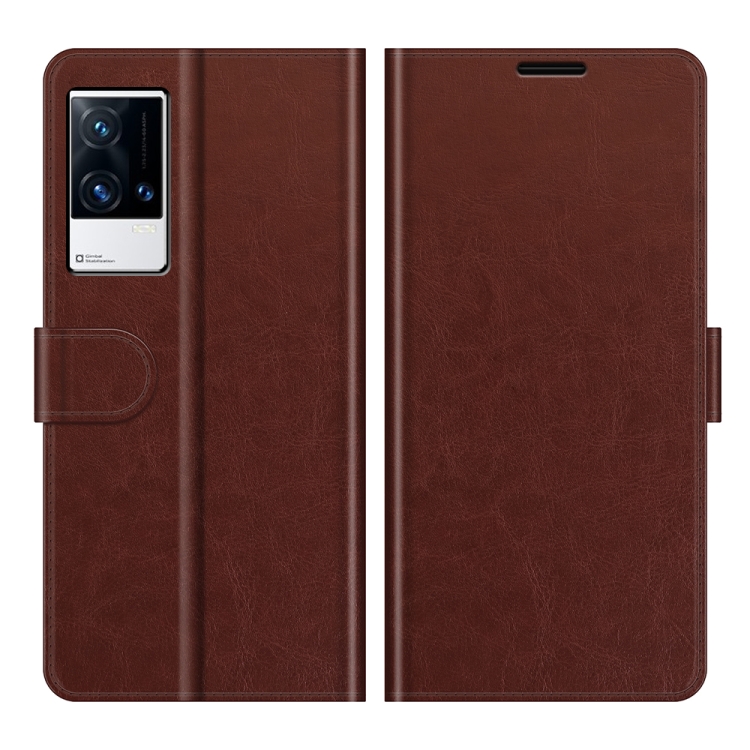 

For vivo iQOO 8 Pro R64 Texture Single Horizontal Flip Protective Case with Holder & Card Slots & Wallet& Photo Frame(Brown)