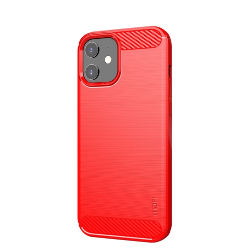 

MOF Gentleness Series Brushed Texture Carbon Fiber Soft TPU Case For iPhone 12 mini(Red)