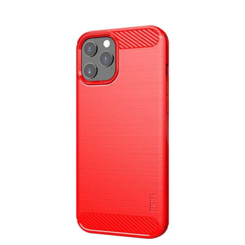 

MOF Gentleness Series Brushed Texture Carbon Fiber Soft TPU Case For iPhone 12 Pro Max(Red)