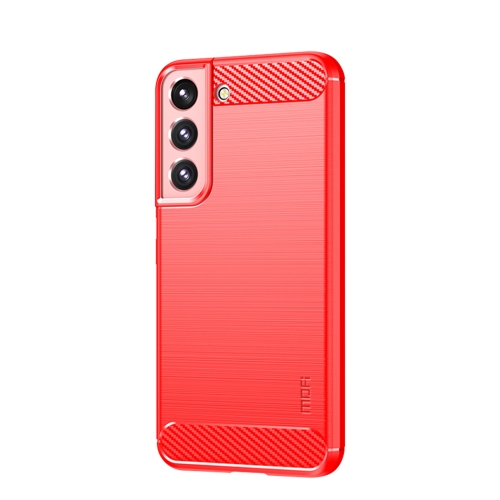 

For Samsung Galaxy S22 5G MOFI Gentleness Series Brushed Texture Carbon Fiber Soft TPU Case(Red)