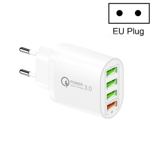 

QC-04 QC3.0 + 3 x USB 2.0 Multi-ports Charger for Mobile Phone Tablet, EU Plug(White)